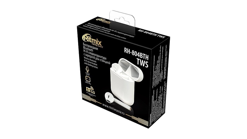 Беспроводные наушники Ritmix RH-804BTH TWS White артикул 233105Si-1 фото 3