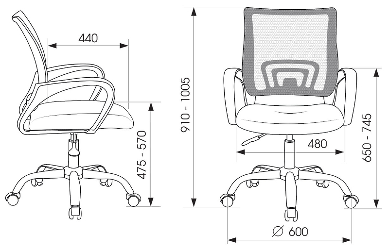 Кресло Бюрократ CH-695NLTSL/BLACK (Office chair CH-695NLTSL black TW-01 TW-11 mesh/fabric cross metal хром) артикул 263259Si-1 фото 6