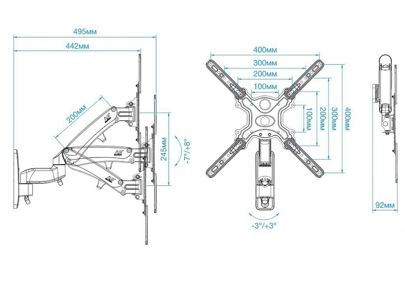 Кронштейн для телевизора NB F450 chrome артикул 156282Si-1 фото 5