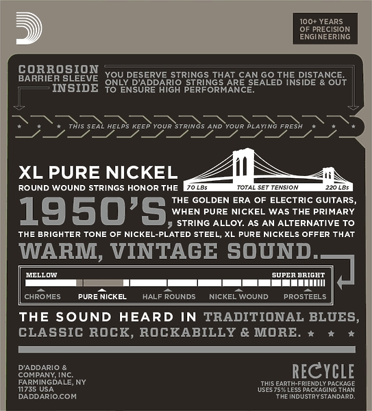 Струны D'Addario EPN115 PURE NICKEL BLUES/JAZZ ROCK 11-48 артикул 273643Si-1 фото 3