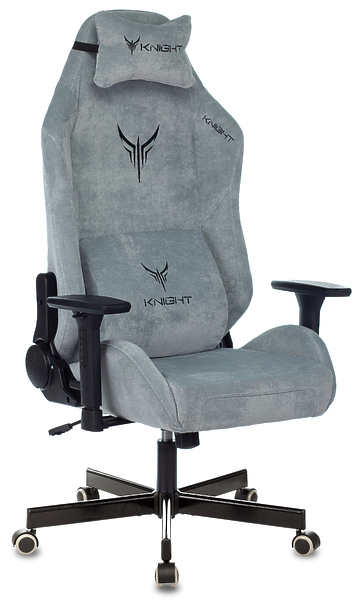 Кресло Knight N1 SKY (Game chair Knight N1 Fabric grey/l.blue Light-28 headrest cross metal) артикул 263337Si-1