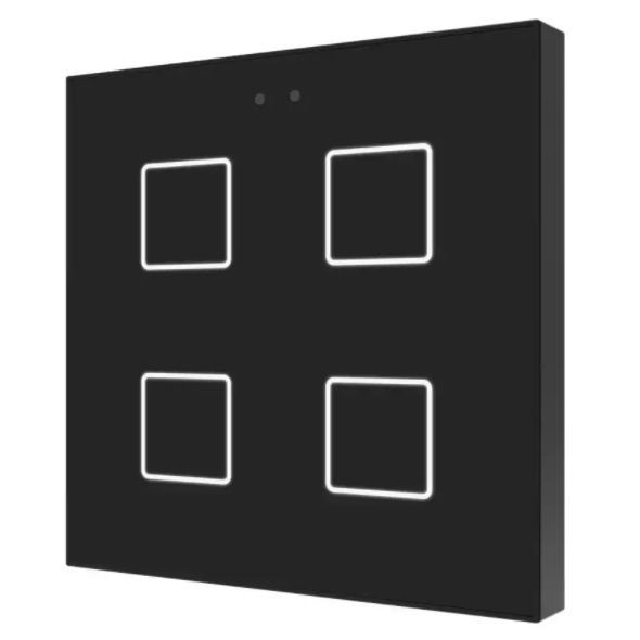 Сенсорный выключатель KNX Zennio Flat 4 V2, 4-кнопочный, черный артикул 245232Si-1