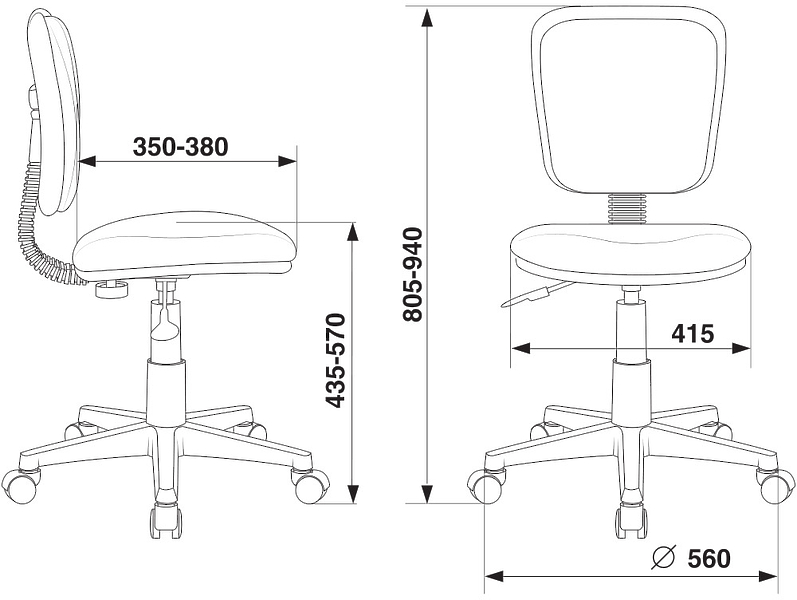 Кресло Бюрократ CH-W204NX/26-24 (Children chair CH-W204NX blue 26-24 cross plastic plastik белый) артикул 263432Si-1 фото 7