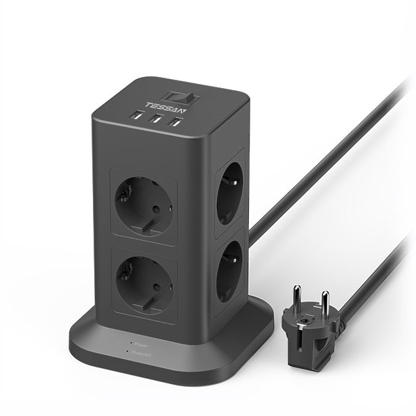 Сетевой фильтр Tessan TPS03-DE Black артикул 284903Si-1
