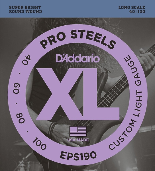 Струны D'Addario EPS190 PROSTEELS BASS CUSTOM LIGHT 40-100 артикул 273648Si-1