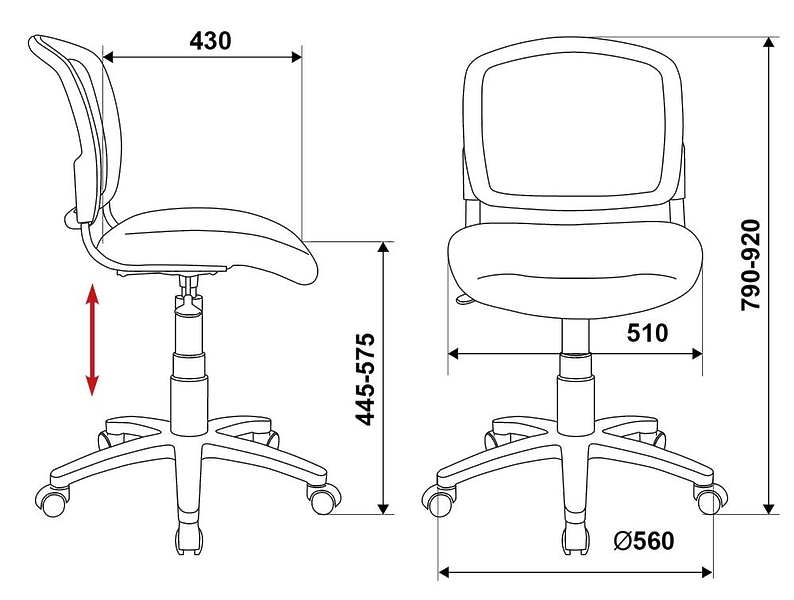 Кресло Бюрократ CH-296/PENCIL-BL (Children chair CH-296NX black pencils cross plastic) артикул 263402Si-1 фото 6