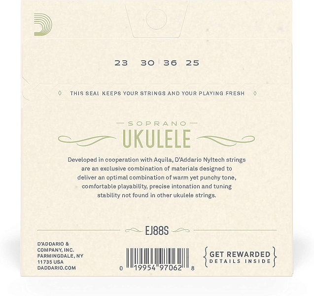 Струны D'Addario EJ88S SET SOPRANO NYLTECH UKULELE артикул 273653Si-1 фото 4