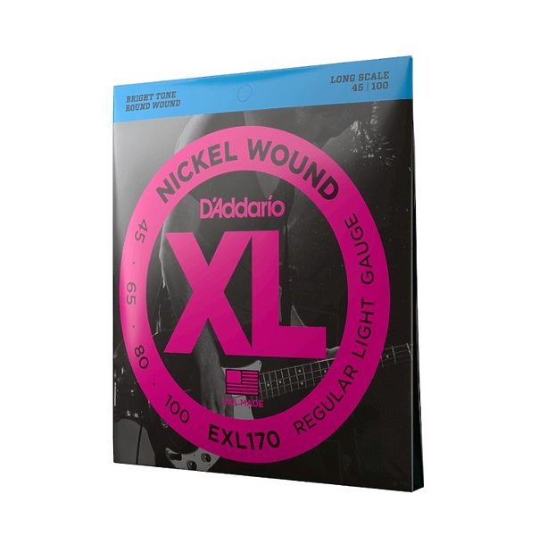 Струны D'Addario EXL170 Nickel Wound Bass, Light, 45-100 артикул 273658Si-1 фото 3