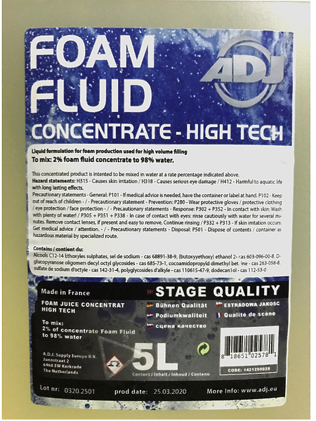 Жидкость для генератора пены American Dj Foam Fluid 5L артикул 302603Si-1 фото 3