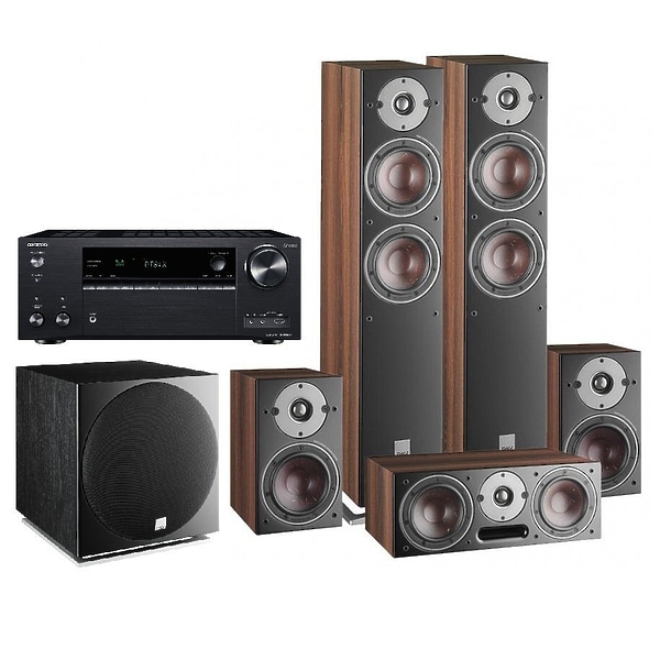 Комплект домашнего кинотеатра Onkyo TX-NR686 black +  Dali OBERON 7 + OBERON VOKAL + OBERON 1 dark walnut + SUB E-12 F black ash артикул 196229Si-1