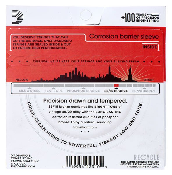 Струны D'Addario EZ930 SET ACOUS GTR 85/15 MED 13-56. артикул 274039Si-1 фото 5