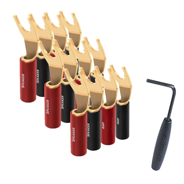 Комплект коннекторов AudioQuest SureGrip 100 Spade Gold, 12 шт. артикул 209876Si-1