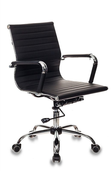 Кресло Бюрократ CH-883-LOW/BLACK (Office chair CH-883-LOW black eco.leather low back cross metal хром) артикул 263489Si-1