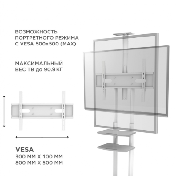 Мобильная стойка Onkron TS1881W артикул 236097Si-1 фото 6