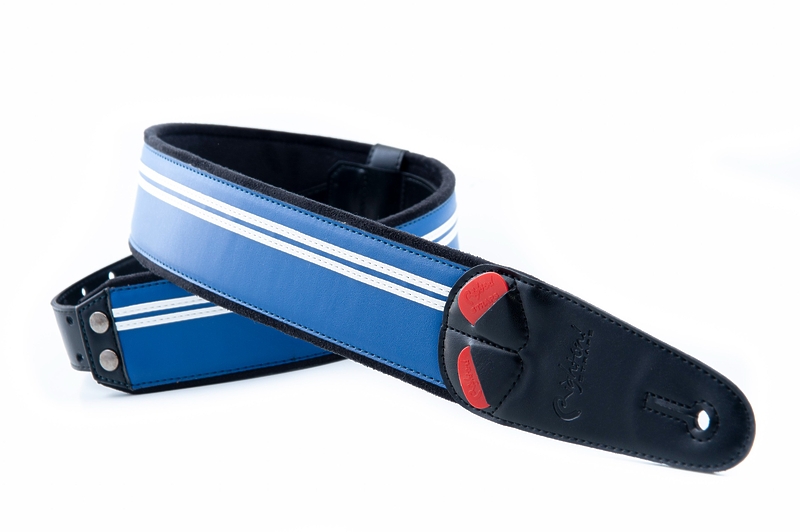 Ремень для гитары RightOn Straps Mojo Race Blue артикул 331614Si-1