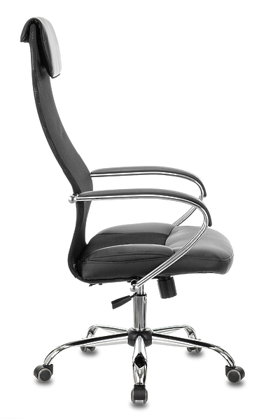 Кресло Бюрократ CH-608SL/BLACK (Office chair CH-608SL black TW-01 TW-11 eco.leather/gauze headrest cross metal хром) артикул 263193Si-1 фото 4