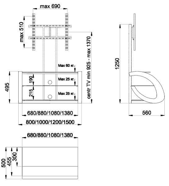 Подставка Akur GROSS PS 1000 (черный + тонированное стекло + орех) артикул 314414FV-1 фото 4