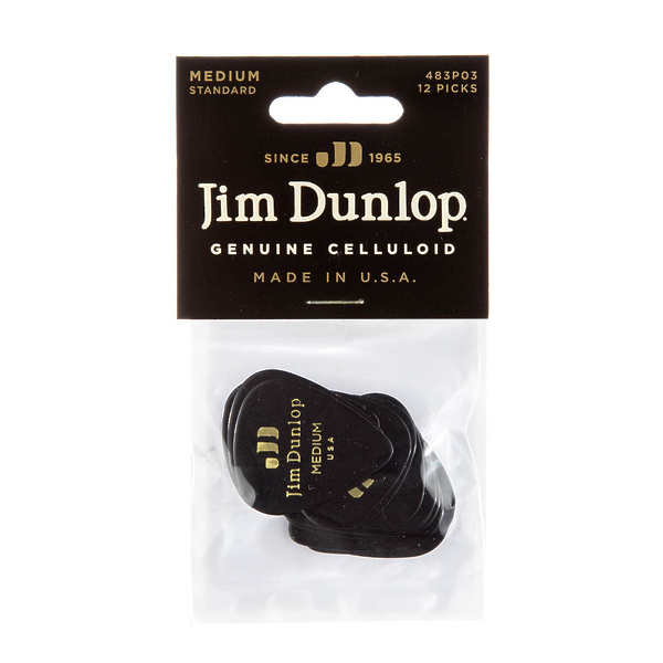 Медиаторы Dunlop 483P03MD Celluloid Black Medium (12 шт) артикул 319762Si-1