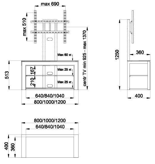 Подставка Akur MARSEL PS 800 (черный + тонированное стекло + черный) артикул 138113Si-1 фото 3
