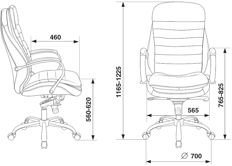 Кресло Бюрократ T-9950/BLACK (Office chair T-9950 black leather cross metal хром) артикул 263415Si-1 фото 7