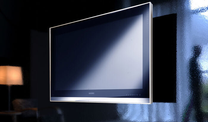 LED телевизор Hantarex 32" SLIM STRIPE silv / blk (чёрное стекло в серебристой хромированной рамке) артикул 329413FV-1 фото 4