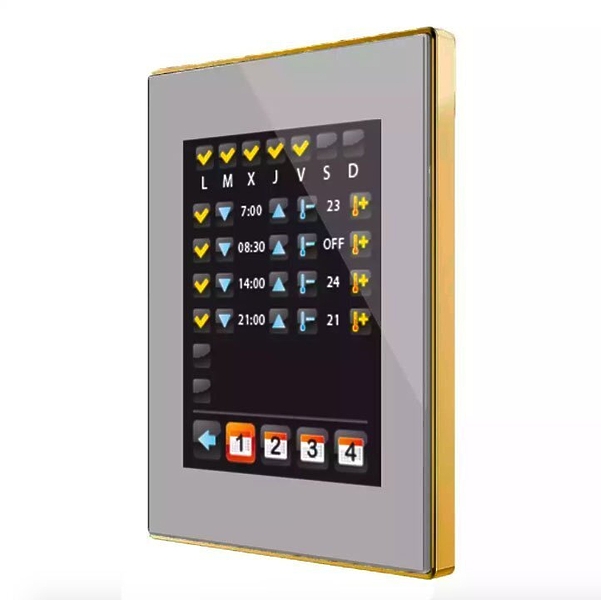 Сенсорная панель KNX Zennio Z41 Lite серебро, алюминиевая рамка под латунь артикул 245174Si-1