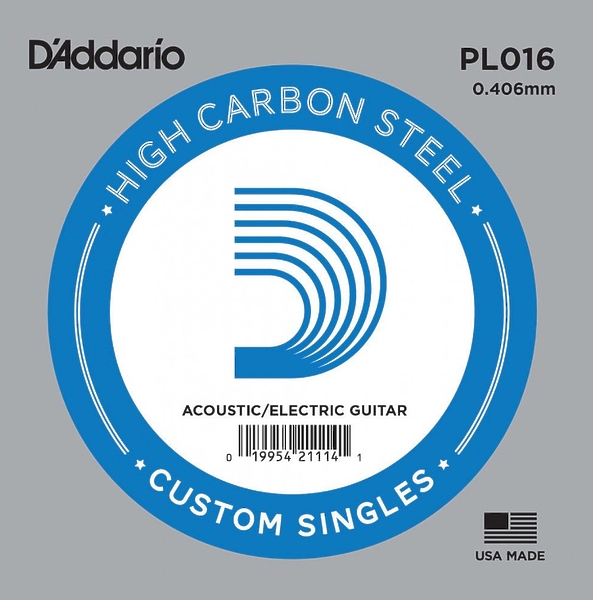 Струна D'Addario PL016 Single Plain Steel 016 артикул 274170Si-1