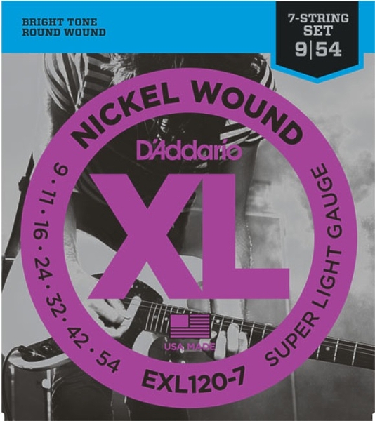 Струны для 7-струнной электрогитары D'Addario EXL120-7 артикул 308163Si-1