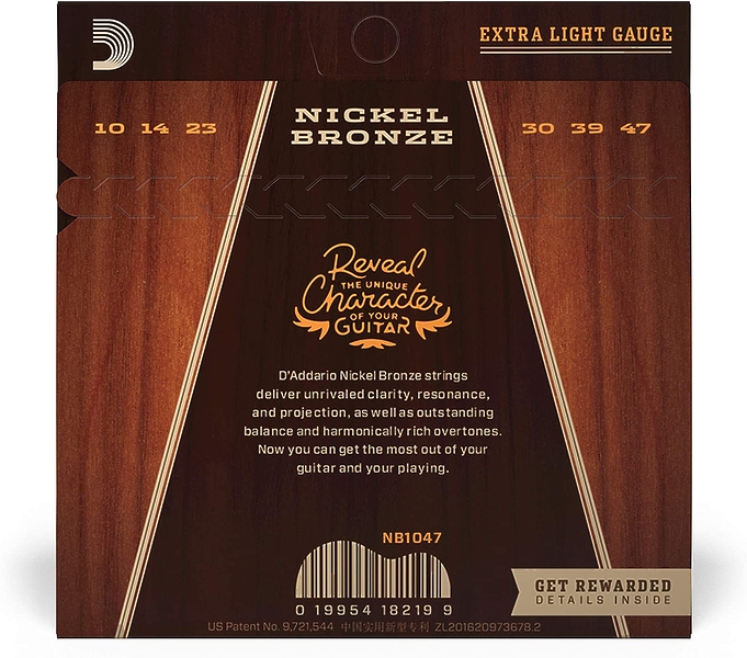 Струны D'Addario NB1047 Nickel Bronze Acoustic, Extra Light артикул 274158Si-1 фото 3