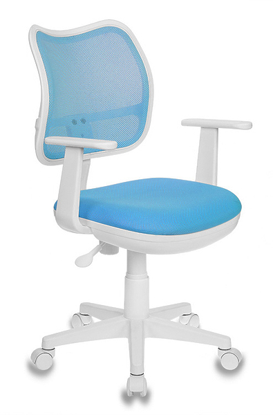 Кресло Бюрократ CH-W797/LB/TW-55 (Children chair CH-W797 blue seatblue TW-55 mesh/fabric cross plastic plastik белый) артикул 263205Si-1