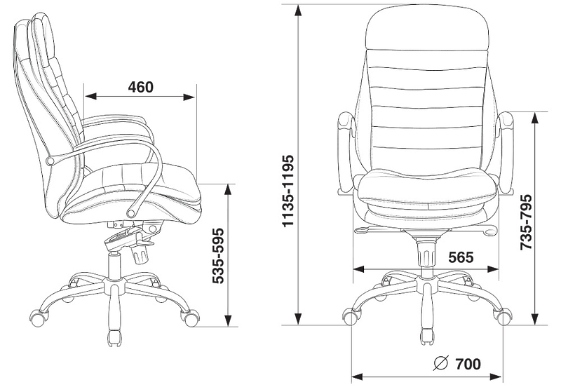 Кресло Бюрократ T-9950/BLACK-PU (Office chair T-9950 black eco.leather cross metal хром) артикул 263425Si-1 фото 7