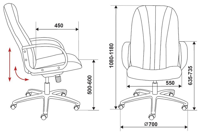 Кресло Бюрократ T-898/3C11BL (Office chair T-898AXSN black 3С11 cross plastic) артикул 263188Si-1 фото 6