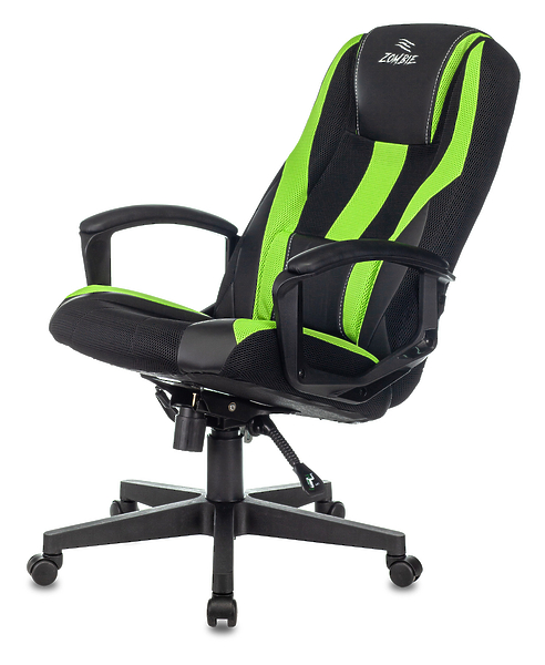 Кресло Zombie 9 GREEN (Game chair 9 black/l.green textile/eco.leather cross plastic) артикул 263245Si-1 фото 8
