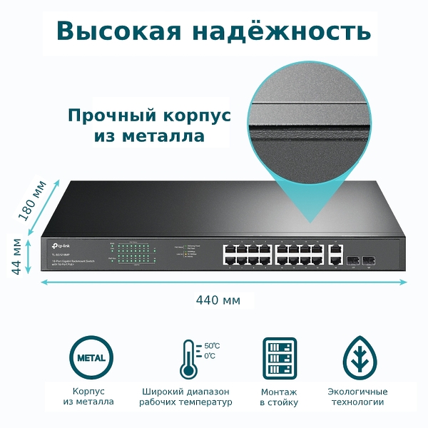 Коммутатор TP-LINK TL-SG1218MP артикул 303445Si-1 фото 5