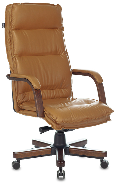 Кресло Бюрократ T-9927WALNUT/MUSTARD (Office chair T-9927WALNUT mustard leather cross metal/wood) артикул 263479Si-1