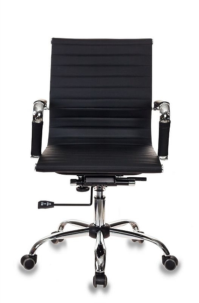 Кресло Бюрократ CH-883-LOW/BLACK (Office chair CH-883-LOW black eco.leather low back cross metal хром) артикул 263489Si-1 фото 3