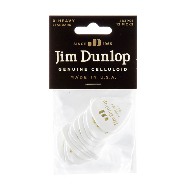Медиаторы Dunlop 483P01XH Celluloid White Extra Heavy (12 шт) артикул 312891Si-1