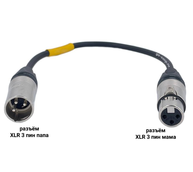 Кабель микрофонный GS-PRO XLR3F-XLR3M (black) 0,3 метра артикул 313974Si-1
