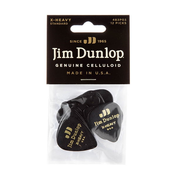Медиаторы Dunlop 483P03XH Celluloid Black Extra Heavy (12 шт) артикул 312894Si-1
