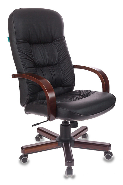 Кресло Бюрократ T-9908/WALNUT (Office chair T-9908 black leather cross metal/wood) артикул 263488Si-1