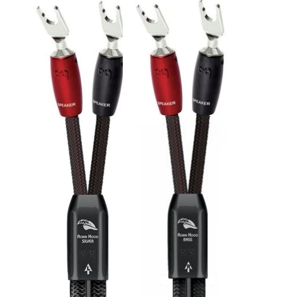Акустический кабель AudioQuest Robin Hood Silver Treble + Robin Hood Bass BiWire Spade 1.0m артикул 191305Si-1