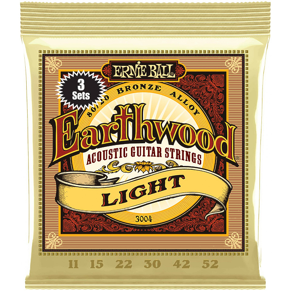Струны для акустической гитары Ernie Ball 3004 Earthwood Light 80/20 Bronze 11-52 артикул 291609Si-1