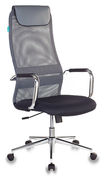 Кресло Бюрократ KB-9N/DG/TW-12 (Office chair KB-9N dark grey TW-04 TW-12 mesh/fabric headrest cross metal хром) артикул 263226Si-1