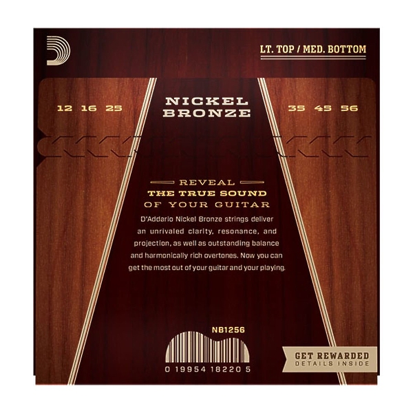Струны D'Addario NB1256 Nickel Bronze Acoustic, Light Top / Med Bottom, 12-56 артикул 273660Si-1 фото 3