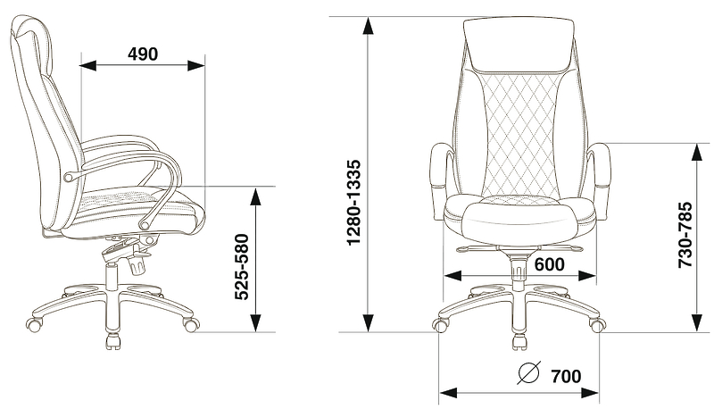 Кресло Бюрократ T-9924SL/BLACK (Office chair T-9924SL black leather cross metal хром) артикул 263502Si-1 фото 7