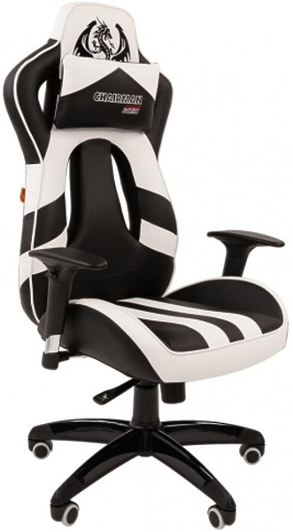 Кресло игровое Chairman game 25 00-07054930 Black/White артикул 269965Si-1