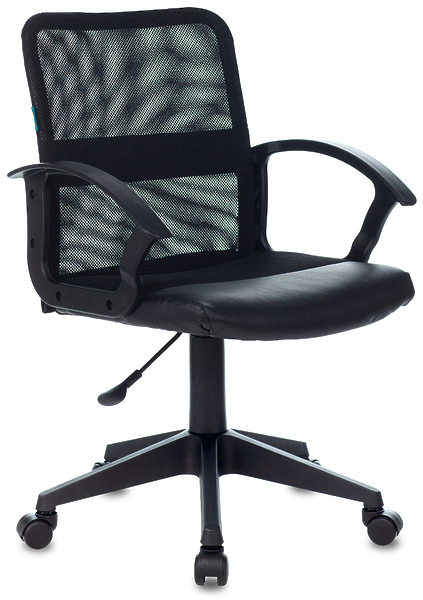 Кресло Бюрократ CH-590/BLACK (Office chair CH-590 black seatblack eco.leather/gauze cross plastic) артикул 263334Si-1