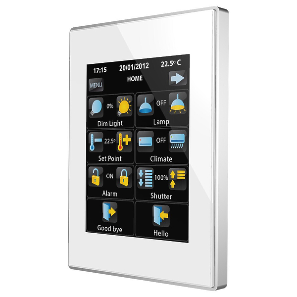 Сенсорная панель KNX Zennio Z41 PRO белый, алюминиевая рамка под хром артикул 245179Si-1