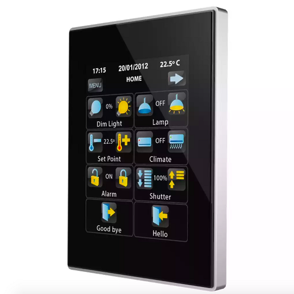 Сенсорная панель KNX Zennio Z41 Lite черный, алюминиевая рамка под хром артикул 245167Si-1