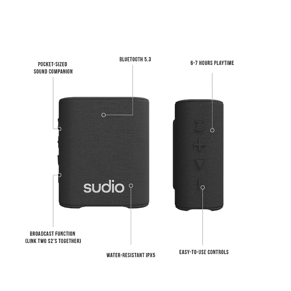 Портативная акустика Sudio S2 Black артикул 326517Si-1 фото 4